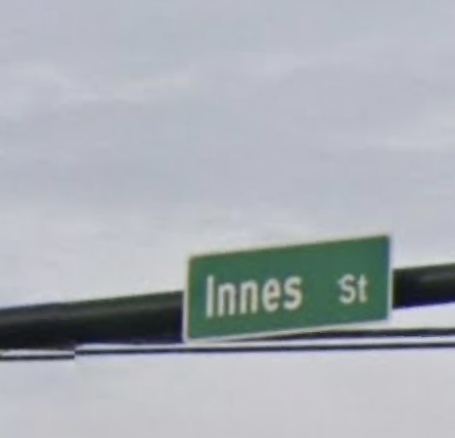 The Innes Street sign in North Carolina that the Inness, Inc. name and logo come from